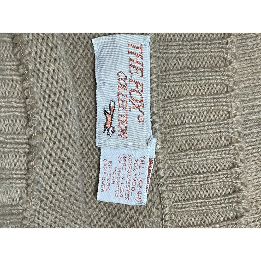 VTG The Fox Collection Wool Blend Sweater Brown USA Size Tall L 42-44 Preppy